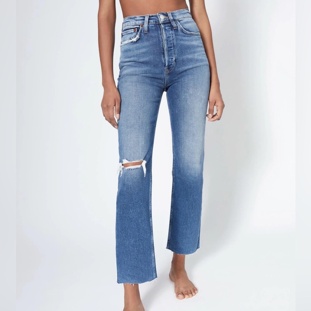 Re/Done '70s Ripped High Waist Stovepipe Jeans